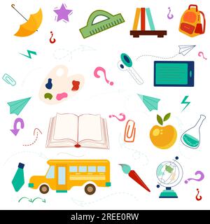 School seamless pattern. Set of school elements. Back to school. For your design Stock Photo