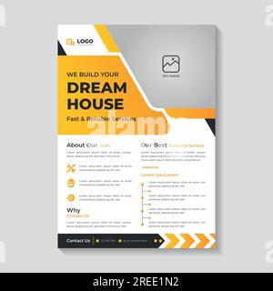 Corporate Construction Renovation Flyer Template. Real Estate Business Construction a4 Flyer Stock Vector