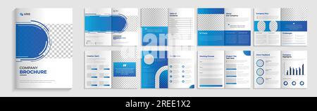 Brochure template layout design, Corporate business presentation guide, Annual report, 16 page minimalist flat geometric business booklet cover Stock Vector