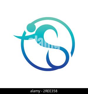 Abstract people body health logo health care logo design modern symbol icon design concept. Infinity medical logo design vector image Stock Vector