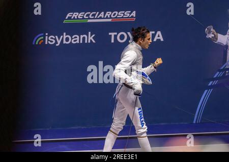 Milan, Italy. 27th July, 2023. Centro Congressi MiCo, Milan, Italy, July 27, 2023, Marini Tommaso (ITA) during FIE Senior Fencing World Championships - day6 - Sword Credit: Live Media Publishing Group/Alamy Live News Stock Photo