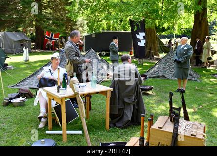 People dressed in 1940s style German Nazis for reenactment event The Ironbridge World War Two Weekend May 27th 2023 Stock Photo