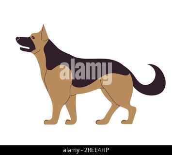 Hand drawn German Shepherd dog breed. Vector illustration isolated on white background. Stock Vector