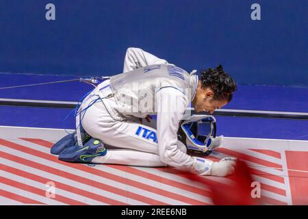 Milan, Italy. 27th July, 2023. Centro Congressi MiCo, Milan, Italy, July 27, 2023, Marini Tommaso (ITA) during FIE Senior Fencing World Championships - day6 - Sword Credit: Live Media Publishing Group/Alamy Live News Stock Photo