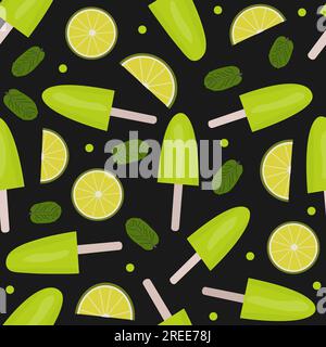 Seamless pattern ice cream mojito. Vector illustration Stock Vector