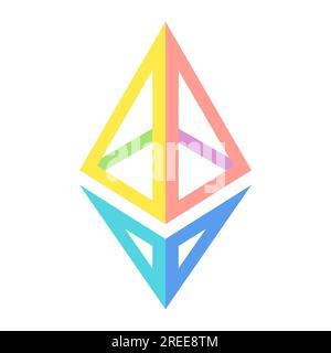 Ethereum's diamond logo in rainbow colors. Vector illustration isolated on white background Stock Vector