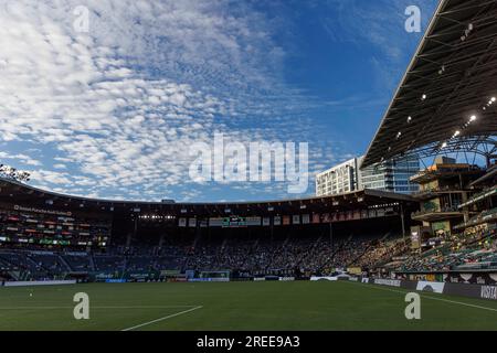 Portland, USA. 26th July, 2023. The Tigres UANL of LIGA MX defeated MLS' Portland Timbers 2-1 at Providence Park in Portland, Oregon on July 26, 2023, in the inaugural Leagues Cup. This contest between Major League Soccer and LIGA MX is the first sanctioned inter-league football competition. (Photo by John Rudoff/Sipa USA) Credit: Sipa USA/Alamy Live News Stock Photo