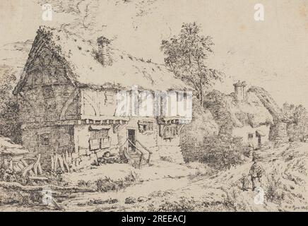 Old Cottages 1806 by William Henry Pyne Stock Photo