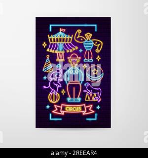 Show Circus Neon Flyer Stock Vector