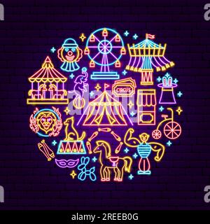 Circus Show Neon Concept Stock Vector