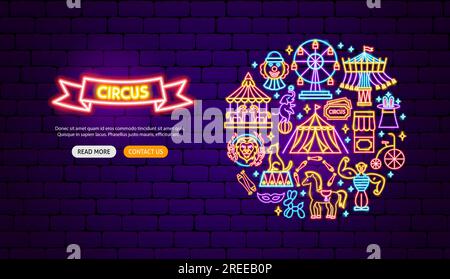 Circus Show Neon Banner Design Stock Vector