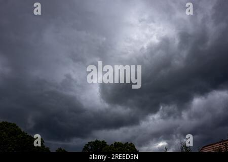 Stormy rain clouds over Zagreb Stock Photo