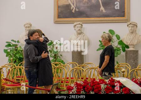 Rome, . 27th July, 2023. 07/27/2023 Rome, Campidoglio hall of the Protomoteca Camera Ardente for Andrea Purgatori. In photo: Sigfrido Ranucci Ps the photo can be used in respect of the context in which it was taken, and without defamatory intent of the decorum of the people represented. Credit: Independent Photo Agency/Alamy Live News Stock Photo