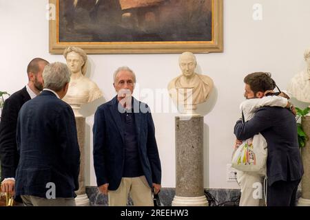 Rome, . 27th July, 2023. 07/27/2023 Rome, Campidoglio hall of the Protomoteca Camera Ardente for Andrea Purgatori. In photo: Marco Travaglio Ps the photo can be used in respect of the context in which it was taken, and without defamatory intent of the decorum of the people represented. Credit: Independent Photo Agency/Alamy Live News Stock Photo