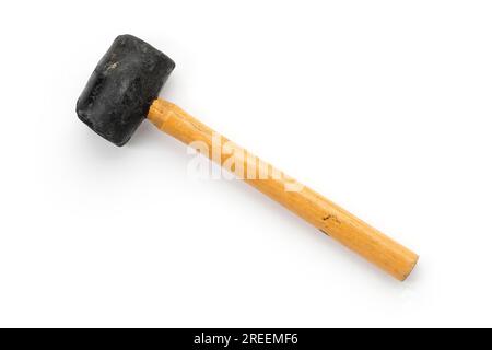 Old, used rubber mallet, isolated on white Stock Photo