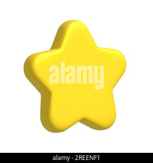Yellow star. Customer rating feedback, rang, rating, achievements and decor concept. 3d icon. Cartoon minimal style. Stock Photo