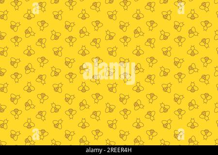 seamless yellow pattern with bees- vector illustration Stock Vector