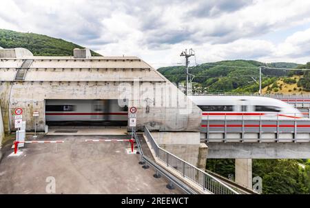 Filstal bridge on the high-speed Wendlingen (Stuttgart), Ulm line. According to Deutsche Bahn, the bridge is the third highest railway bridge in Stock Photo