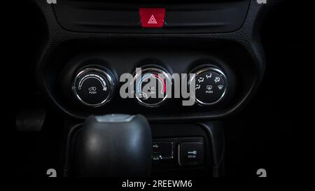 Car cockpit, air conditioning panel, jeep Stock Photo