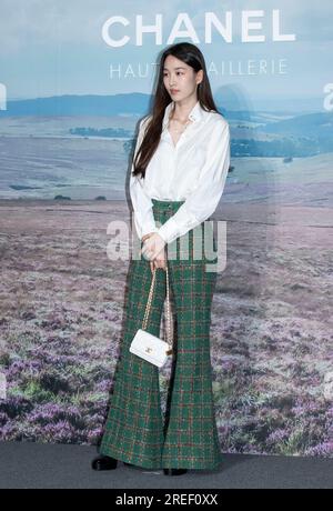 Seoul, South Korea. 27th July, 2023. South Korean actress Won Ji-an, attends a photocall for the Tweed de Chanel Collection Event in Seoul, South Korea on July 27, 2023. (Photo by: Lee Young-ho/Sipa USA) Credit: Sipa USA/Alamy Live News Stock Photo