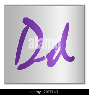 Stylized letter D of the alphabet on a silver background with shadow Stock Vector