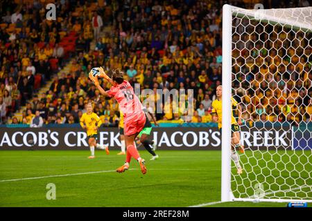 Brisbane, Australia. 27th July, 2023. Mackenzie Arnold of Australia seen in action during the FIFA Women's World Cup Australia and New Zealand 2023 Group match between Australia and Nigeria at Brisbane Stadium.Nigeria beat Australia 3-2. (Photo by George Hitchens/SOPA Images/Sipa USA) Credit: Sipa USA/Alamy Live News Stock Photo