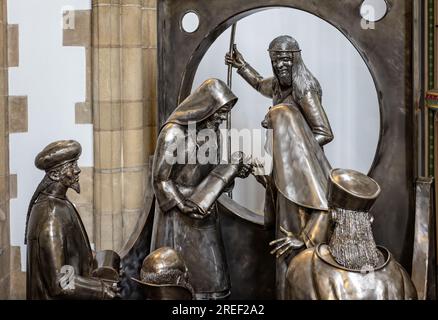 Close up of the Sheffield Steel Nativity scene in Sheffield Cathedral, Sheffield, South Yorkshire, UK on 24 July 2023 Stock Photo