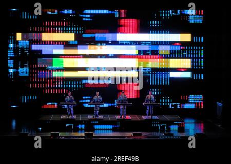 Royal Theatre, Madrid, Spain. 27th July, 2023. Universal Music Festival 2023, Kraftwerk live performance. Credit: EnriquePSans / Alamy Live News Stock Photo