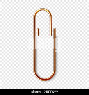 Realistic metal paper clip isolated on transparent