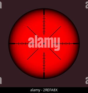 Various weapon thermal infrared sight, sniper rifle optical scope. Hunting gun viewfinder with crosshair. Aim, shooting mark symbol. Military target Stock Vector