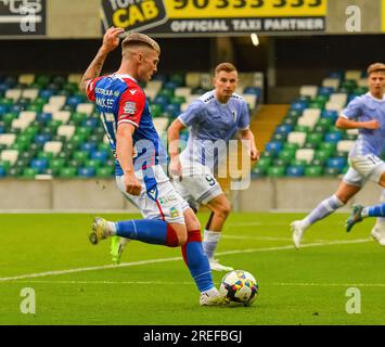 Linfield player Chris McKee - Linfield Vs Pogoń Szczecin, UEFA Europa Conference League, Thursday 27th July 2023, Windsor Park Belfast Stock Photo