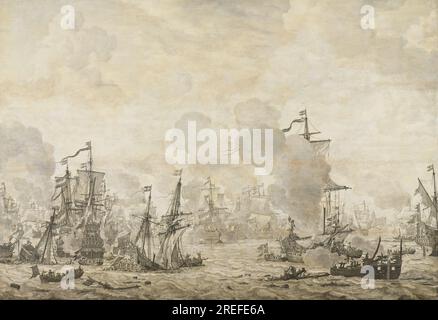Episode from the Battle of the Sound between the Dutch and Swedish fleets, 8 November 1658 between 1658 and 1693 by Willem van de Velde the Elder Stock Photo