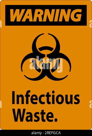Warning Label Infectious Waste Sign Stock Vector