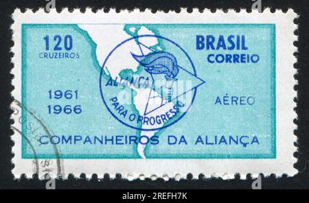 BRAZIL - CIRCA 1966: stamp printed by Brazil, shows  America map, circa 1966 Stock Photo