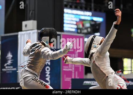 Kazuki Iimura of Japan (L) fights against Nicholas Edward Choi of Hong ...