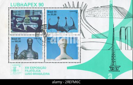 BRAZIL - CIRCA 1990: stamp printed by Brazil, shows  statue, circa 1990 Stock Photo