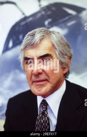 John DeLorean  was an American engineer, inventor, and executive in the U.S. automobile industry. He is widely known as founder of the DeLorean Motor Company, as well as for his work at General Motors.  DeLorean managed the development of a number of vehicles throughout his career, including the Pontiac GTO muscle car, the Pontiac Firebird, Pontiac Grand Prix, Chevrolet Cosworth Vega, and the DMC DeLorean sports car, which was featured in the 1985 film Back to the Future. In October 1982, DeLorean was charged with cocaine trafficking but later found not guitly. Photograph by Bernard Gotfryd Stock Photo