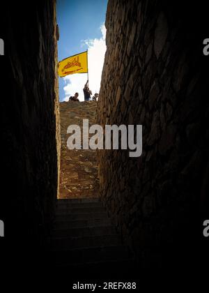 Shia muslims unfurling flags during muharram Procession Stock Photo