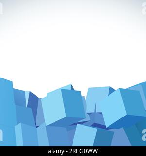 Vector 3D explosion background with cubical particles Stock Vector