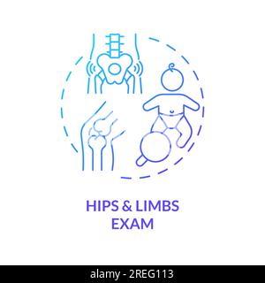 Hip and limb exam blue gradient concept icon Stock Vector