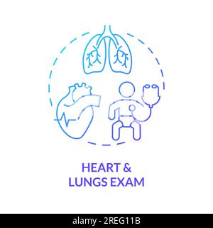 Heart and lung exam blue gradient concept icon Stock Vector