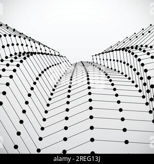 Wavy grid made of connected dots Stock Vector