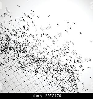 Exploded grid made of connected dots Stock Vector