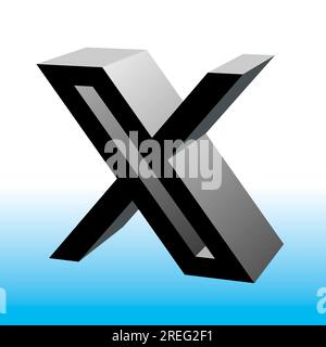 United States, July 26 2023, new logo brand Twitter with new X-shaped graphics, 3D illustration Stock Photo