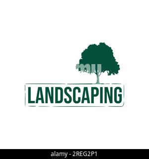 Tree landscaping logo design vector. Tree leaves branch plant growth nature green vector logo design combination suitable for landscaping marketing bu Stock Vector