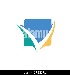 Letter v negative space square logo design vector image. Modern initial letter v creative abstract logo Stock Vector