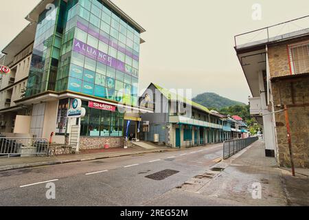 Mahe Seychelles 31.07.2023 old and modern building in town Victoria on a Sunday Stock Photo