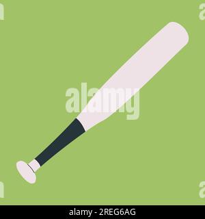 beisball bat icon with long shadow, green backdrop Stock Vector