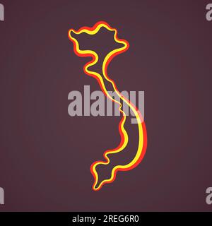 Outline map of Vietnam marked with ribbon in colors from the flag Stock ...