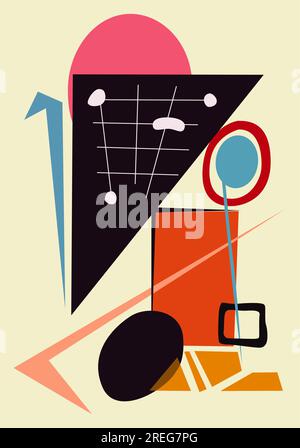 Colorful line art illustration. Geometric perspective city illusion. Illustration abstract modern background art. Three dimensional top view buildings Stock Vector
